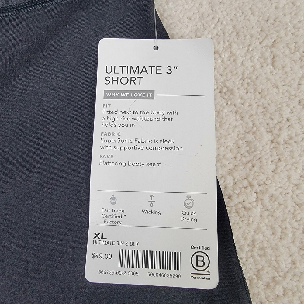 Athleta Ultimate 3" Short Womens XL Black High Rise Athletic Running Yoga Shorts - Picture 6 of 9